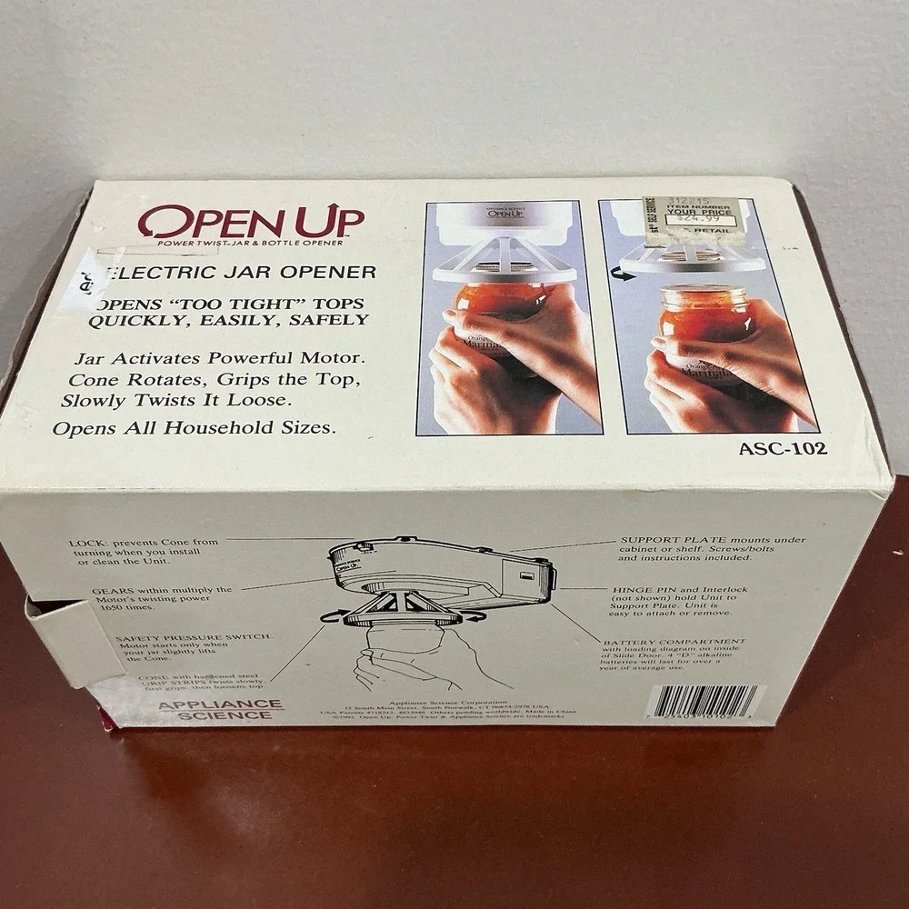 Open Up Power Twist Cordless Jar & Bottle Opener Appliance Science ASC-102 White